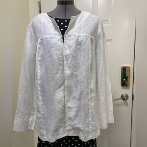 Laura Plus White Open Front Jacket Linen Women’s Jacket Blazer size large